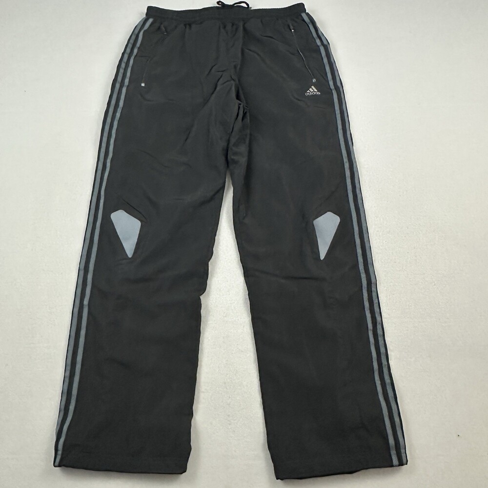 Adidas Pants Men Large Black Solid Climacool Windbreaker Mesh Lined Sports L